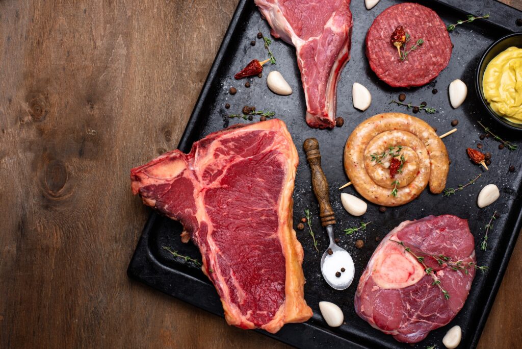Assortment of various types of meat